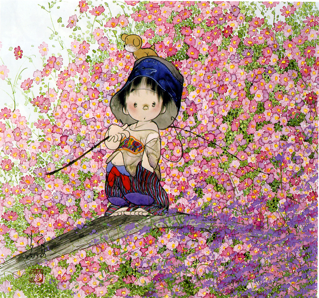 発売モデル 風の画家 中島潔 絵葉書 ポストカード 6枚セット 個展記念 童画 女性画